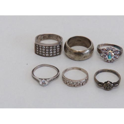 15 - Ten assorted silver rings