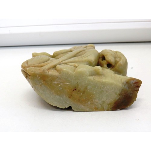 395 - Chinese emperor and dragon soapstone- 927g