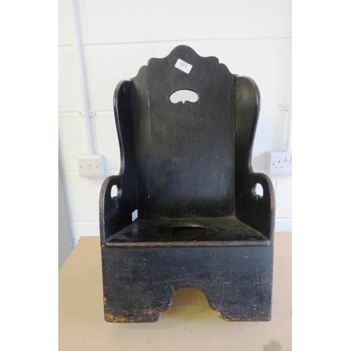 377 - Antique childs rocking chair/potty