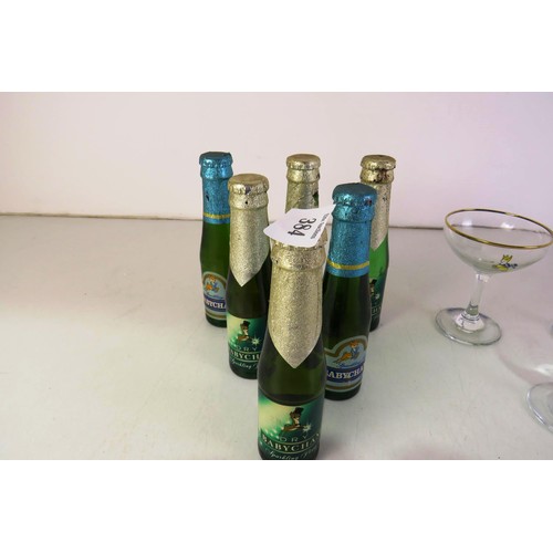 384 - Rare babycham original 1960's unopened drinks and glasses six of each