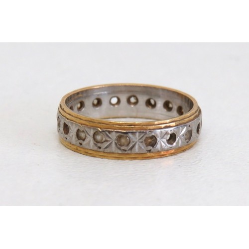 41 - 18ct yellow & white gold diamond eternity ring size O, weight 4.3g.