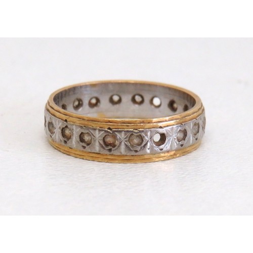 41 - 18ct yellow & white gold diamond eternity ring size O, weight 4.3g.