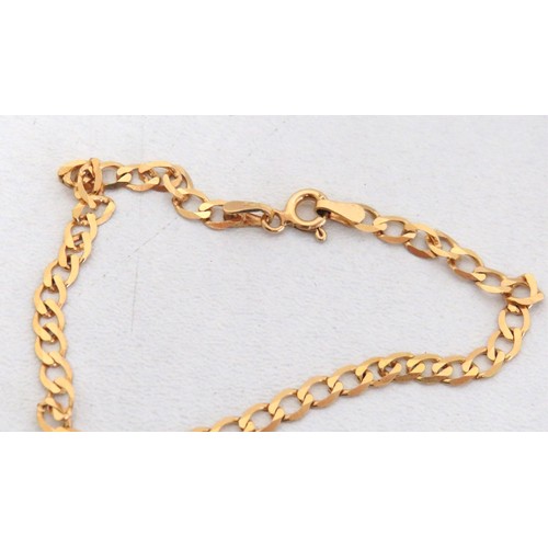 47 - 9ct Gold flat curb link bracelet, length 7