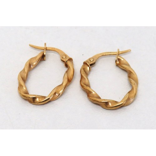 49 - 9ct Gold oval twist hoop earrings A/F, weight 0.7g