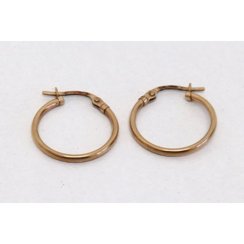 52 - 9ct Gold hoop earrings, weight 0.7g.