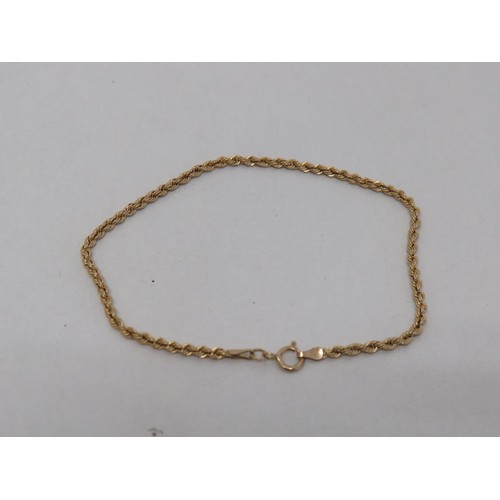 56 - 9ct Gold rope twist bracelet, length 7.5