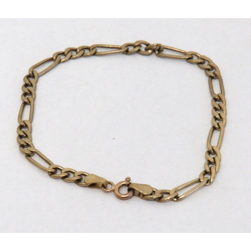 53 - 9ct Gold curb link bracelet, length 7