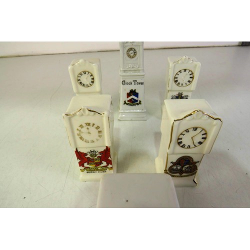 162 - Six crestware grandfather clocks