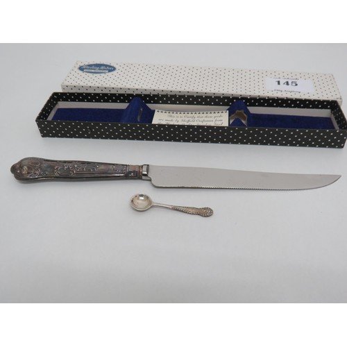 190 - Silver handled knife - boxed