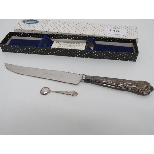 190 - Silver handled knife - boxed