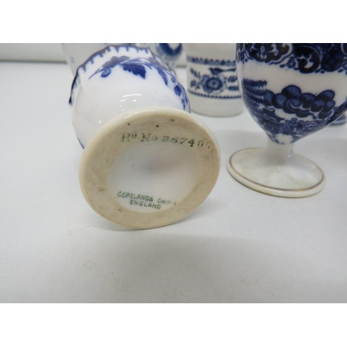 152 - Selection of blue & white egg cups to include Copeland Spode and Delft.