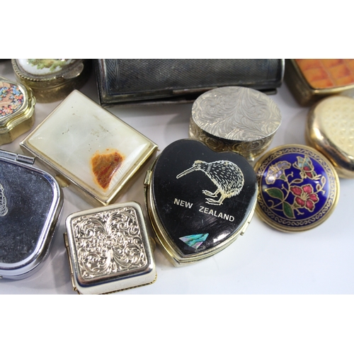 455 - Vintage Trinket Boxes Inc Floral, Silver Plate, Enamel Etc Joblot