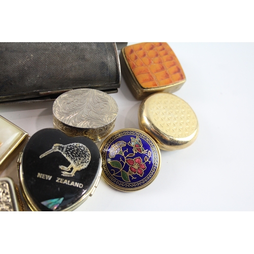 455 - Vintage Trinket Boxes Inc Floral, Silver Plate, Enamel Etc Joblot