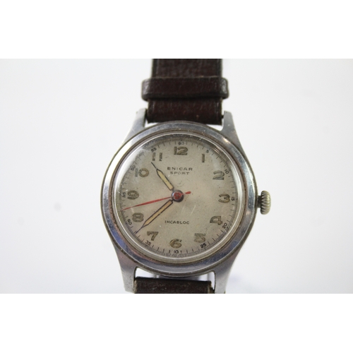 461 - Mens Vintage Enicar Sport Military Style Watch Hand-Wind Working