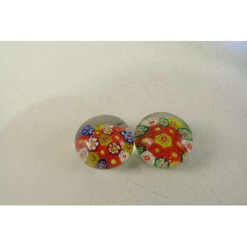 135 - Pair of vintage millefiori art glass paperweights