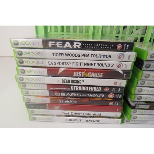 303 - xbox 360, two controllers and twenty xbox 360 games and one xbox original game