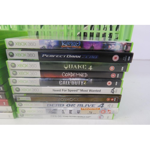 303 - xbox 360, two controllers and twenty xbox 360 games and one xbox original game