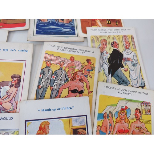 63 - Thirty two saucy comic humour postcards.