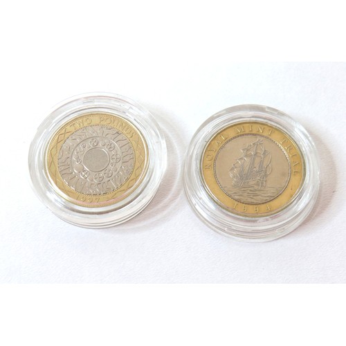 60 - Rare 1994 trial £2 proof coin and 1997 Shoulders of Giants £2 silver proof coin.