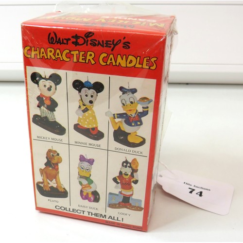 74 - Vintage Walt Disney Mickey Mouse hand painted candle with original box.
Height 6