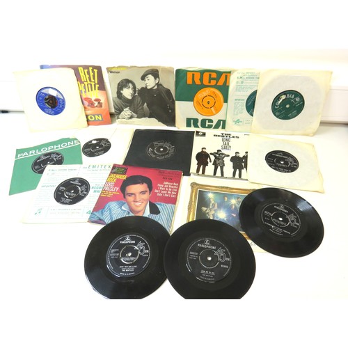 79 - Selection of vintage vinyl 45rpm records to include - The Beatles, Elvis and Michael Jackson Tamla M... 