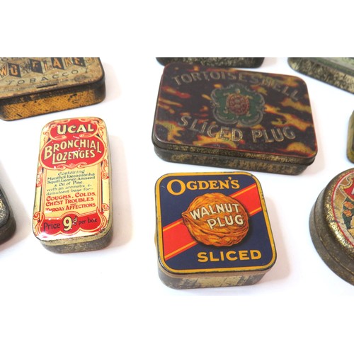 85 - Collection of vintage advertising tins to include, Ogdens Walnut plug, Dunlop Midget repair outfit e... 