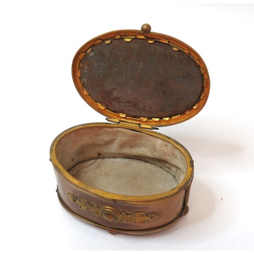 88 - An Italian micro mosaic enamelled gilt brass silk lined trinket box with hinged lid.
H4.5cms x W7.5c... 