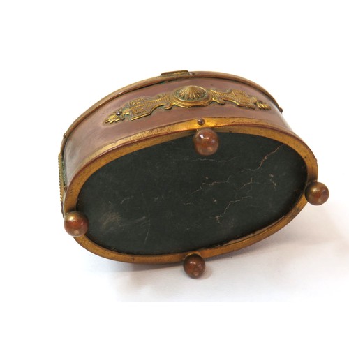 88 - An Italian micro mosaic enamelled gilt brass silk lined trinket box with hinged lid.
H4.5cms x W7.5c... 