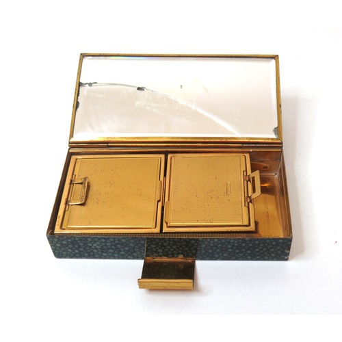 92 - 1930's Art Deco Minaudiere mottled enamel compact with RAF pilot wings emblem.