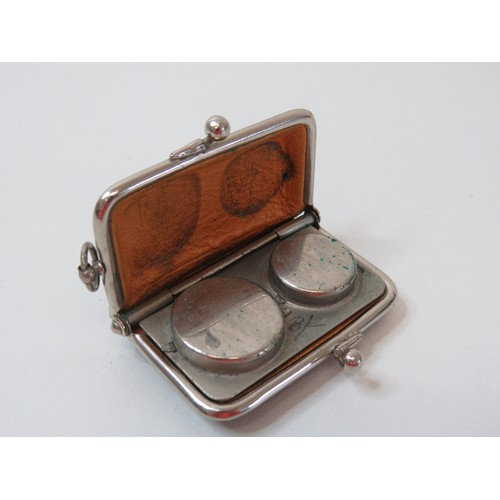 96 - Antique Edwardian leather double sovereign coin purse chatelaine.