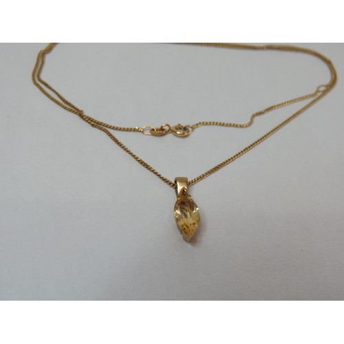 39 - 9ct Gold Citrine pendant on 20