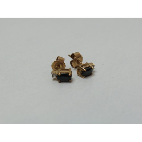 43 - 9ct Gold Sapphire & CZ stud earrings with box.
Weight 1.6g.