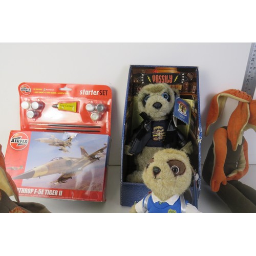 262 - Selection of toys include large JarJar Binks and Airfix model kit.