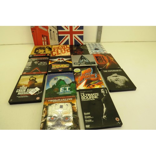 312 - selection of fourteen dvd's including Texas chainsaw massacre (signed), fight club and rambo collect... 