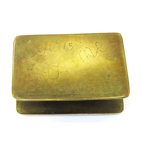 369 - Military WWI Somme 1916 Tank Corps brass trench art matchbox cover.