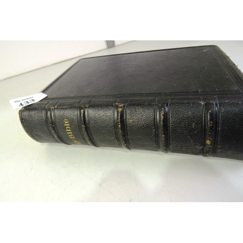 433 - Antique leather bound bible containing the new and old testament by the British and Foreign Bible so... 