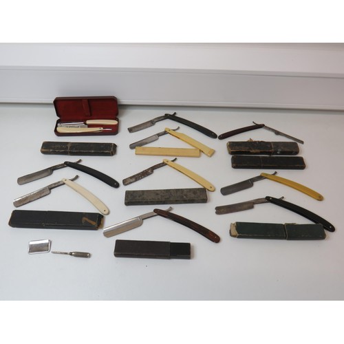 377 - Ten vintage Cut Throat Razors to include Piston cut Solingen etc.