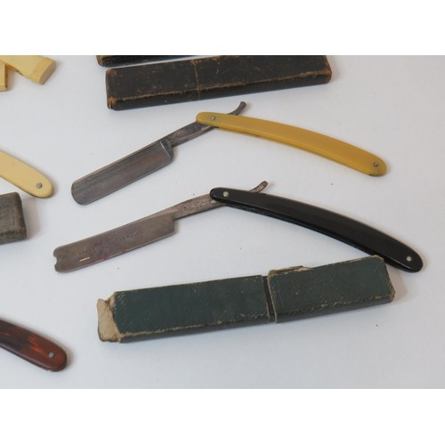 377 - Ten vintage Cut Throat Razors to include Piston cut Solingen etc.