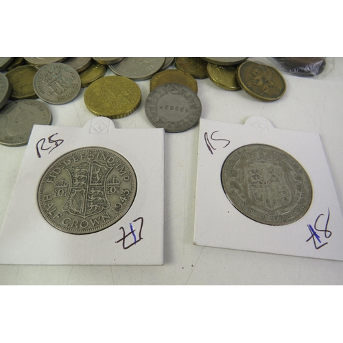 181 - Collection of coinage including a silver chain 925 and crowns