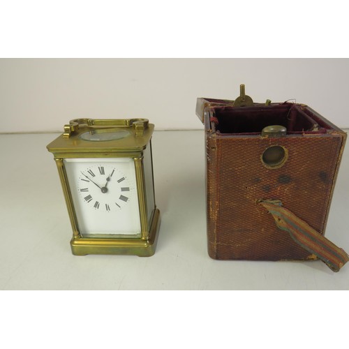 448 - Victorian carriage clock in case with both keys