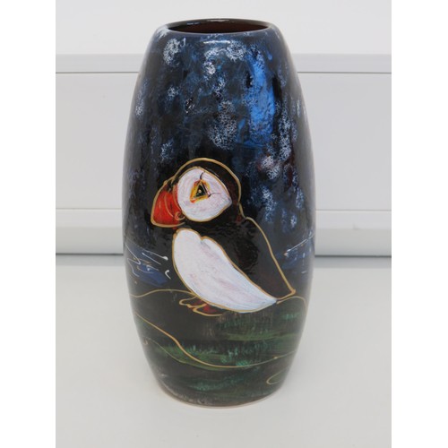 150 - Anita Harris Puffin Vase signed in gold