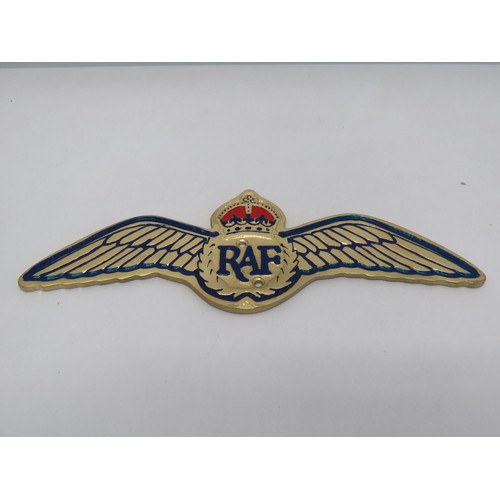 157 - Gold Alloy R.A.F. Wings Plaque