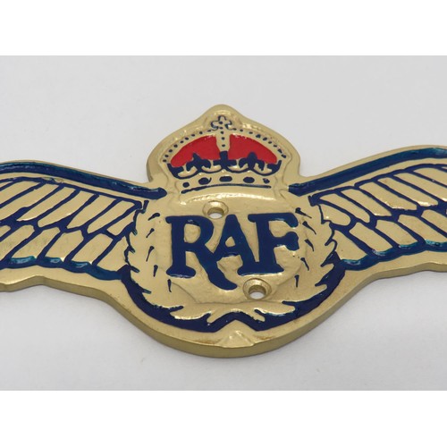 157 - Gold Alloy R.A.F. Wings Plaque