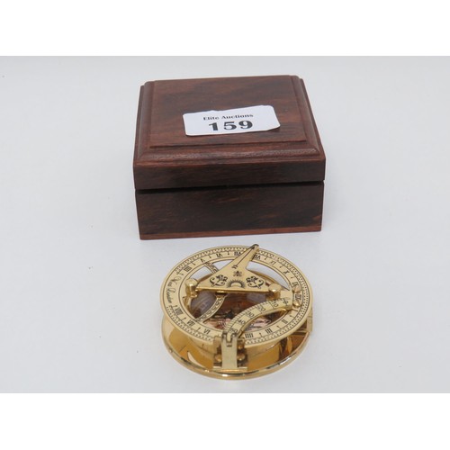 159 - Boxed Brass Sundial Compass