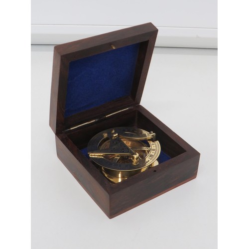 159 - Boxed Brass Sundial Compass