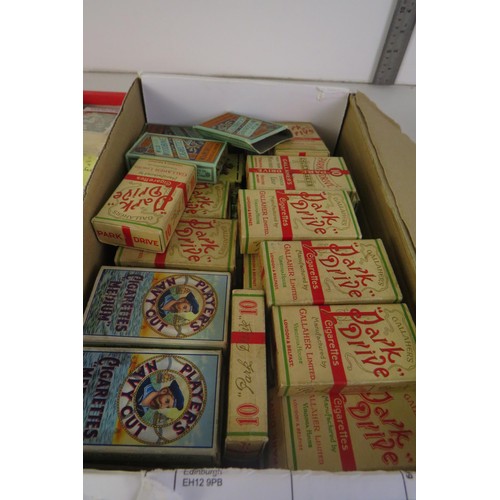 26 - Red folder with 1930's cigarette cards and box of cigarette boxes