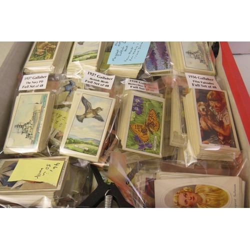 26 - Red folder with 1930's cigarette cards and box of cigarette boxes