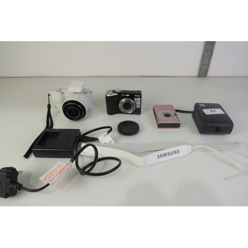 27 - Three digital cameras (samsung, nikon and canon) in working order - untested by auction