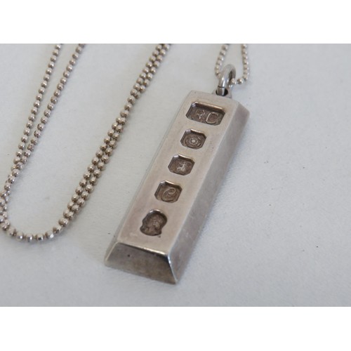 248 - Silver Necklace with Sheffield Silver Ingot Pendant