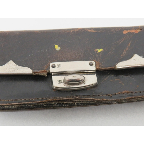 68 - Vintage Leather Coin Purse with Silver Detailing